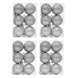 Set de 24 globos de 5cm Plata glitter  4 cajas x 6 un.