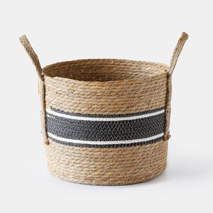 Canasto Franja 32x25 cm Natural y Negro