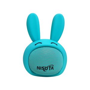 Parlante mini portatil Bluetooth con doble parlante. Diseño de conejo. Nisuta NSPA81BC Celeste