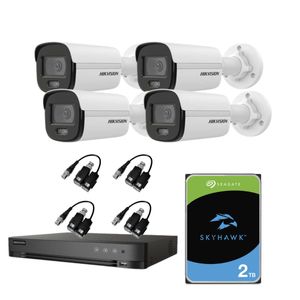 Kit Seguridad 2 Cámaras Ext + Dvr 4 + Disco 2tb + Balun