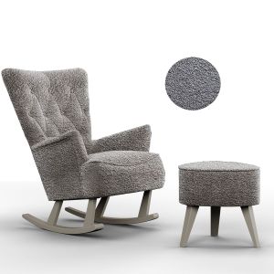 Sillon Hamaca Mercedes mas Puff Victoria Boucle Fungus Laca Gris