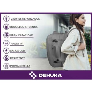 Mochila Impermeable De Viaje Con Cierres Reforzados Y Bolsillos Expandible Internos Carry On Dehuka B09 Gris