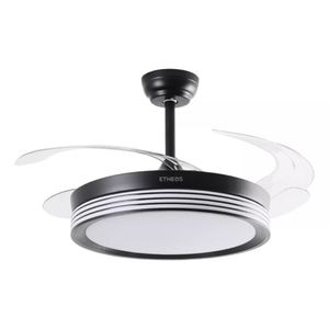 Ventilador de Techo Retráctil Etheos 100W Luz LED Control Negro