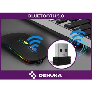 Mouse Inalámbrico Recargable Led Dual Bluetooth Y Wifi Receptor Usb Portátil