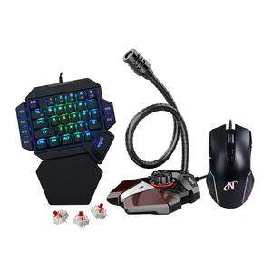 Combo Gamer Teclado Mecánico 35 Teclas Switches Rojos, Mouse Programable y Micrófono Nisuta NSCGZ9 Negro con Leds