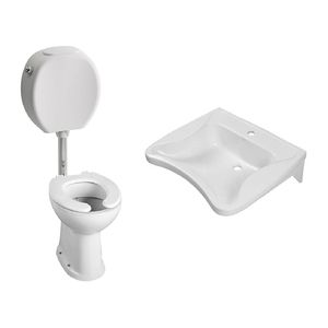 Inodoro corto + depósito + asiento + bacha Ferrum Espacio