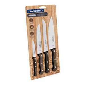 Cubiertos Juego De Cuchillos Polywood Tramontina 4 Piezas Acero Inox