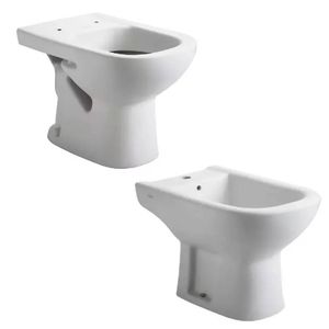 Combo Inodoro Corto Y Bidé Ferrum Bari Blanco 3Ag