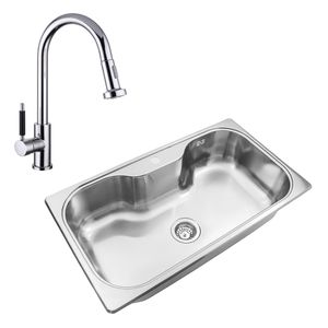 Bacha Cocina Johnson Luxor SI85 A + Grifería Piazza 10300