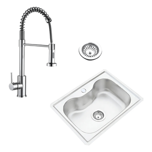 Griferia Cocina Monocomando Flex Combo Bacha + Sopapa Vont