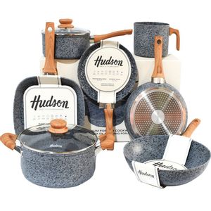 Batería de Cocina Hudson Granito Stone 9 Pzs Antiadherente Inducción