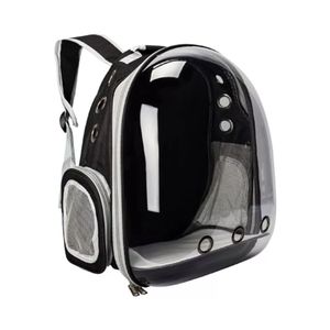 Mochila Transportadora Mascotas Capsula Transparente Waggs Negro