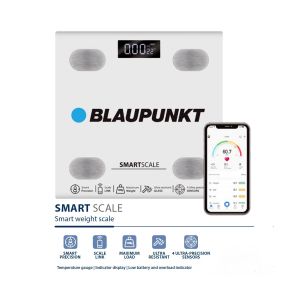 Balanza Corporal de Baño BLAUPUNKT Smart Scale Link Android iOS 180Kg Vidrio Blanca
