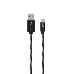 Cable USB C de 1,8m de 2.4A con malla de tela NEGRA NISUTA - NSCATEUC2