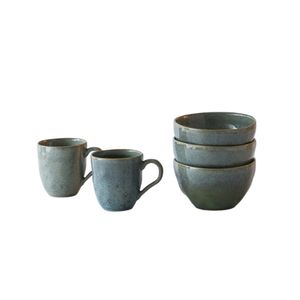 Juego de Vajilla Stoneware Mugs y Bowls Green Granite 10 Piezas