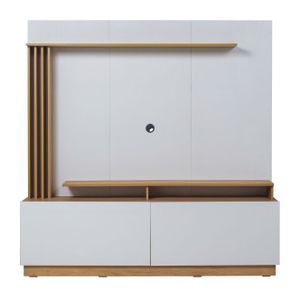 Modular Rack Tv Centro De Entretenimiento De Hasta 65 Pulgadas Color HICKORY CON BLANCO