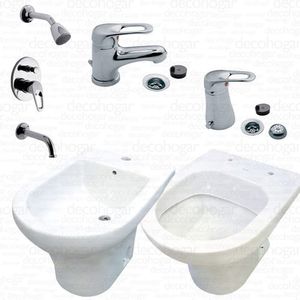 Inodoro corto + bidet 1 agujero Ferrum Veneto + grifería FV