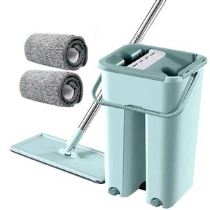 Trapeador Plano Balde Escurridor Mopa 2 Paños Limpieza 360° Verde
