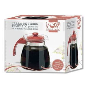 Cafetera Manual Embolo Vidrio Y Acero 1 Litro