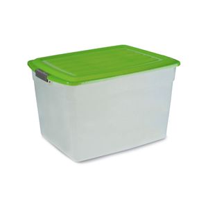 Caja Organizadora 42lts Apilable Plastica Transparente/Verde - Colombraro