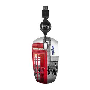 Mouse Optico Mini Retractil USB 1000DPI Nisuta NSMOR3LO Diseño Londres