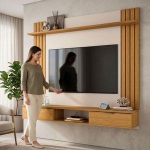 RACK PANEL SOLUS TV 70'' OFF WHITE CINAMOMO CARPINTERIA RIVADAVIA