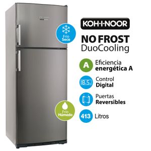 Heladera Kohinoor KHDA41D/8 No Frost DuoCooling con Freezer 413 Lts Acero