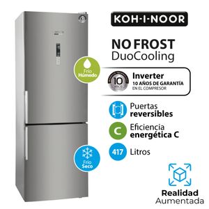 Heladera KOH-I-NOOR NO FROST DuoCooling Inverter. 417L. Inox.Puertas Reversibles. KHGA41DI/9