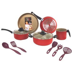 Batería de Cocina + Set Utensilios Jovifel Rivoli Teflón 12 Piezas