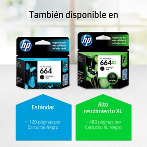 Cartucho de tinta HP 664 negra Original (F6V29AL)