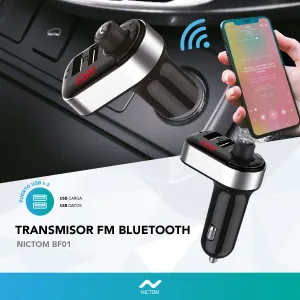 Transmisor Receptor Bluetooth Nictom BF02 FM USB Cargador Manos
