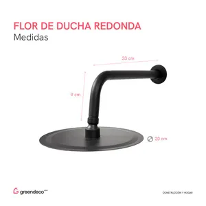 Flor Cabezal Ducha Redondo 30cm + Brazo Ducha 40cm Gloa