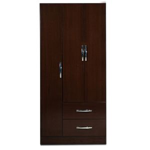 Placard Ropero 3 Puertas 2 Cajones Melamina Color Chocolate Maximo FAMILY