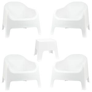 Set de 4 Sillones Skarpo Blanco + Mesa Sunset de Regalo