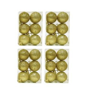 Set de 24 globos de 4cm Oro glitter  4 cajas x 6 un.