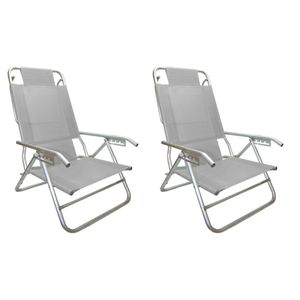 Reposera Playera 5 Pos Aluminio Caño 7/8 Gris Descansar 80012 X 2 Unidades
