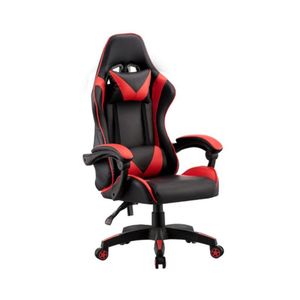 Silla de escritorio gamer ergonómica negra y Roja con tapizado de cuero sintético