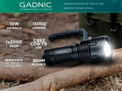 Linterna Táctica Militar Gadnic GD-LN35 Led 15000 Lúmenes Con Agarre  Resistente al Agua