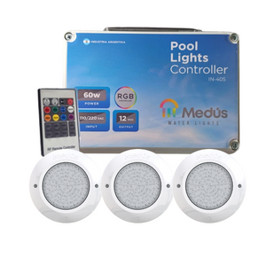 Combo opticas piscinas hormigón Medus RGB+Controlador
