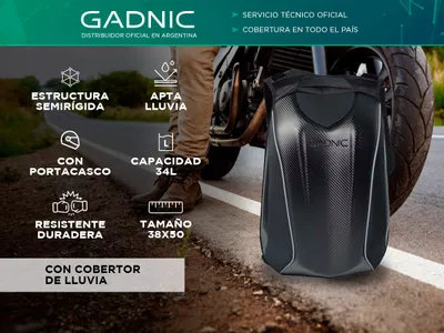 Mochila Para Moto Semi Rígida Portacasco Gadnic MBP48-ST Con Cobertor Lluvia