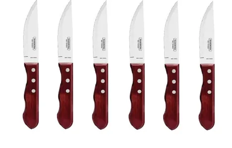 6 Cuchillos Jumbo Tramontina Polywood Madera Asado Carne