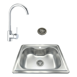 Grifería Cocina Pico Cisne Combo Bacha Acero + Sopapa Vont