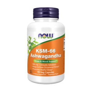 Suplemento NOW Foods KSM-66 Ashwagandha, 600 mg, 90 cápsulas vegetarianas