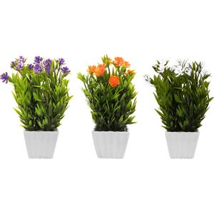 Planta Artificial Flor Con Maceta 23x15cm 3 unidades