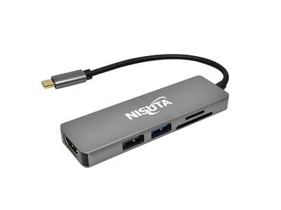 Docking USB C 3.1 a HDMI, HUB USB, lector de tarjetas Nisuta NSUCD1 Plateado