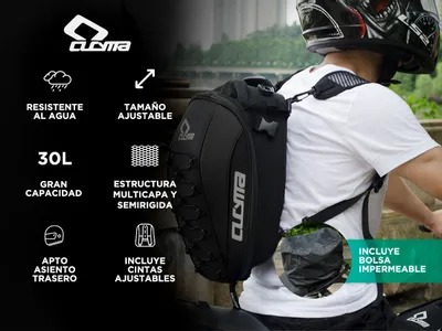 Bolso Trasero Para Moto Cucyma CB 20808 Mochila Porta Casco Semi Rigido Impermeable