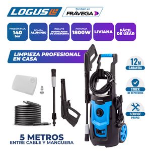  Hidrolavadora Logus HL140 140Bar 1800W + Autostop y Dosificador Detergente