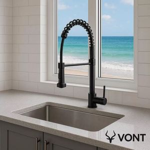 Griferia Para Cocina Canilla Monocomando Flexible Vont Negra