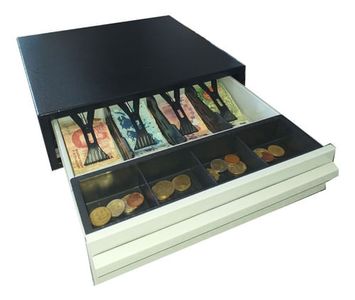 Gaveta Caja Registradora Dinero Monedas 4 Compartimientos Billetes Divisiones Manual Sin Secter Metalica Organizadora $29.29520 $23.436
