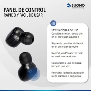Auriculares Inalámbricos Suono Bluetooth SNAU-1004 Negro